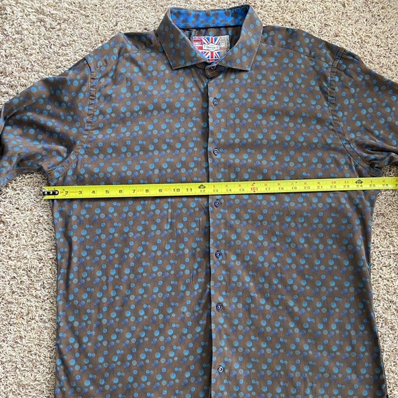 Men's Brown and Blue Polka Dot Shirt - Picture 15 of 15